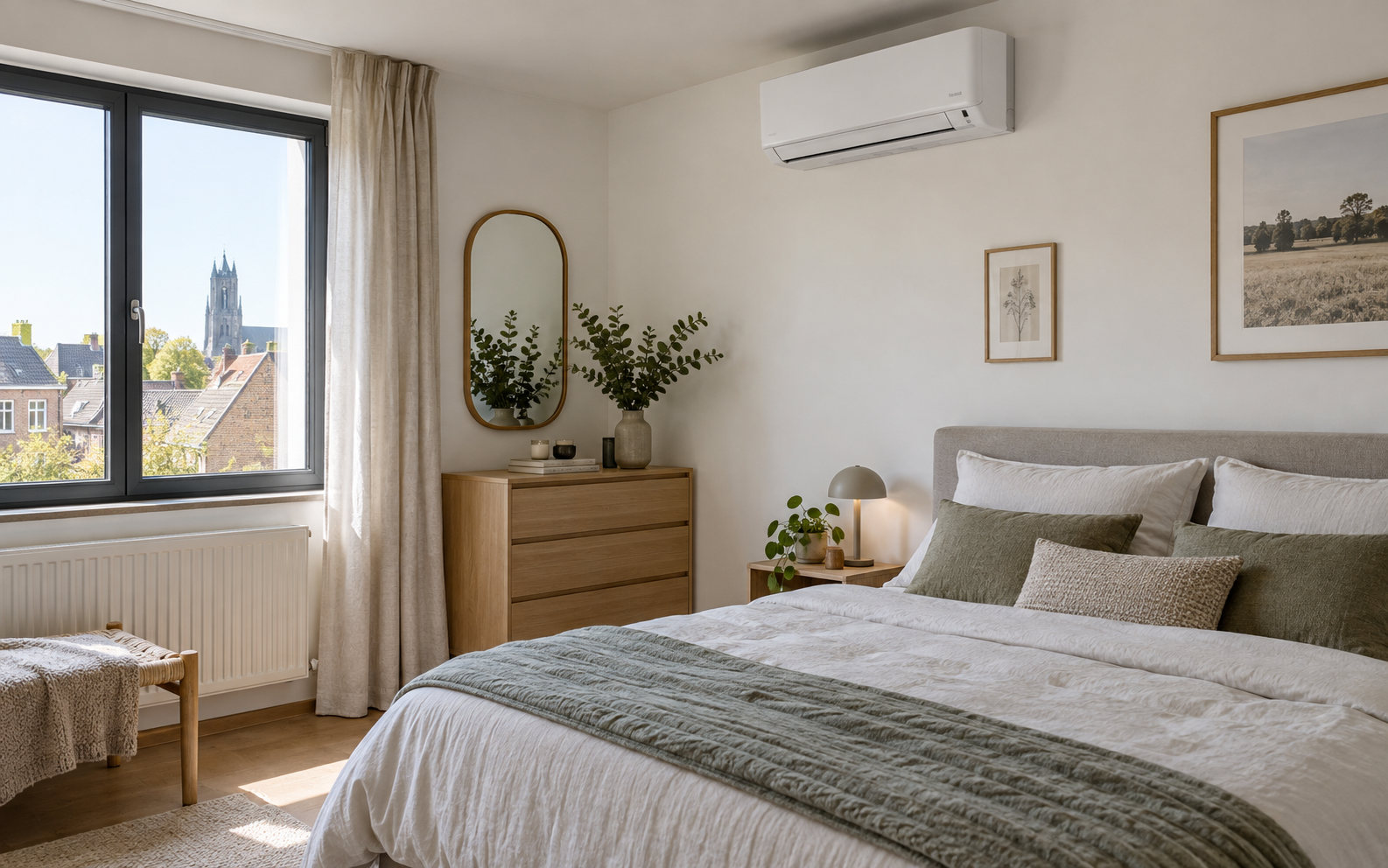 Slaapkamer met wandairco