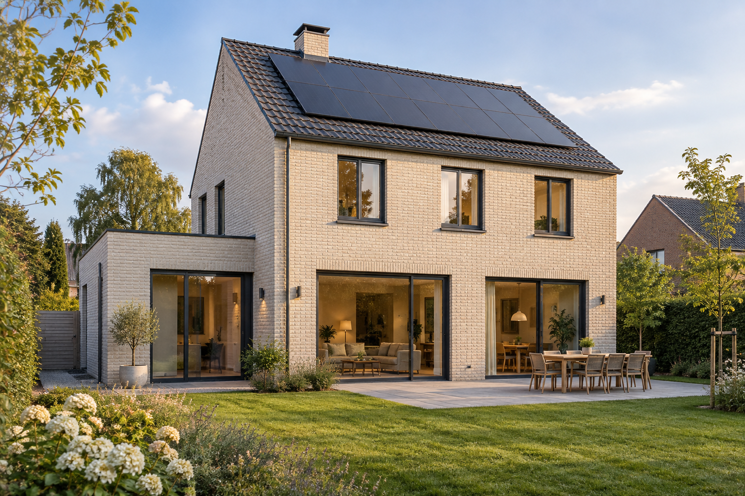 Moderne energiezuinige woning met zonnepanelen